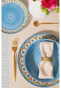 Set di 6 piatti piani piani in porcellana azzurro ø 27 cm Tangeri blue - Villa Altachiara