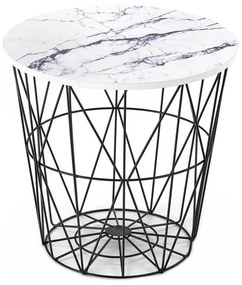 Tavolino HARISSA 41x42 cm nero/bianco marmor decor