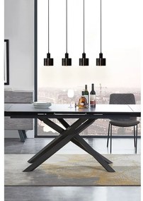 Lampadario Industriale Zelda nero paralume bianco e nero 4x E27 NOVECENTO
