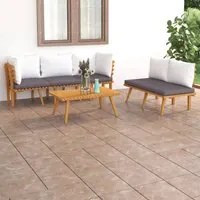 Set Divani da Giardino 5 pz con Cuscini in Massello di Acacia 3087011