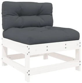Set divani da giardino 6pz con cuscini in legno massello bianco
