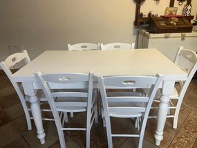 Tavolo da pranzo classico bianco opaco 140x80 cm