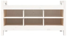 Panca da ingresso bianca 110x40x60 cm in legno massello di pino