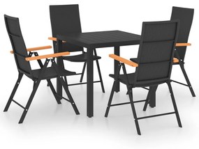Set da pranzo da giardino 5 pz nero e marrone