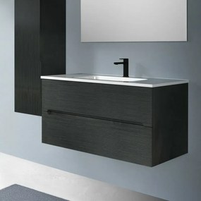 Mobile bagno sospeso 100 lava cannettato 2 cassetti lavabo e specchio Rigo