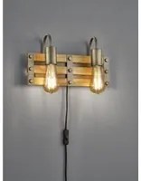 Applique Vintage Rustico Natural Wood Khan Nichel Antico L35 cm Trio Lighting