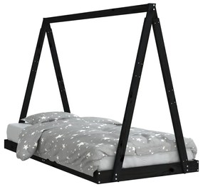 Giroletto per bambini nero 90x190 cm in legno massello di pino