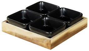 Set di 4 ciotole da portata in ceramica nera con vassoio Elo - Wenko