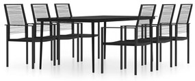 Set mobili da pranzo da giardino 7 pz nero