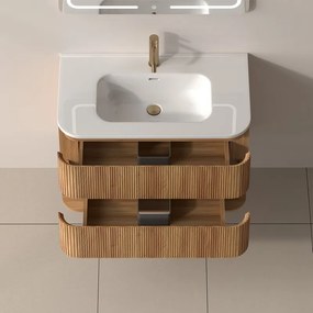 Mobile bagno 80 cannettato con lavabo incasso ceramica | KAM-NORTH-80C - KAMALU