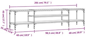 Mobile TV Rovere Sonoma 201x35x45 cm Legno Multistrato e Ferro