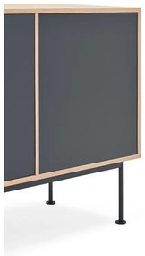 Cassettiera grigio antracite con impiallacciatura in rovere , larghezza 180 cm Yoko - Teulat