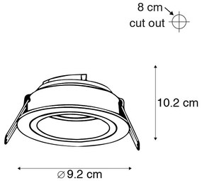 Set di 6 faretti da incasso moderni neri 9,2 cm ruotabili e inclinabili - Chuck