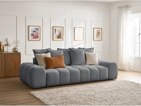 Divano grigio scuro allungabile e con contenitore rivestito in ciniglia 278 cm Everest – Bobochic Paris