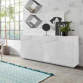 Credenza con 4 ante a battente in bianco lucido