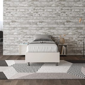 Letto singolo imbottito similpelle Azelia con e senza rete e contenitore, Bianco / Con Rete