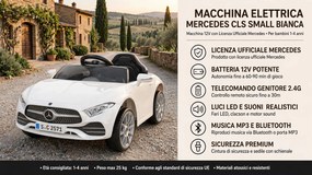 Macchina Elettrica per Bambini 12V con Licenza Mercedes CLS Small Bianco...