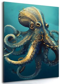 Stampa su tela – Polpo blu-oro