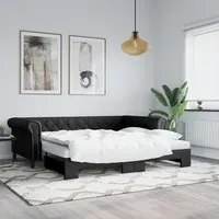 Divano Letto con Letto Estraibile Nero 90x200 cm in Similpelle 3197723