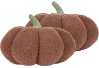 Set 2 cuscini di peluche a forma di zucca in tessuto boucl marrone 35 cm decorazione accessorio di halloween