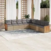 Set Divano da Giardino 9 pz con Cuscini Beige in Polyrattan 3260141