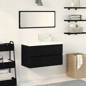 Mobiletto per lavandino  con lavabo integrato rovere nero legno ingegnerizzato, mobiletto per lavandino  rovere nero 80x38.5x45 cm legno ingegnerizzato