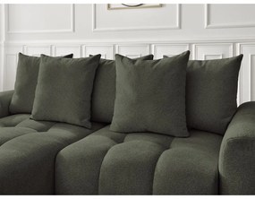 Divano angolare color kaki allungabile/con contenitore (con penisola a sinistra/con chaise lounge) con rivestimento in ciniglia Roxelane – Bobochic Paris