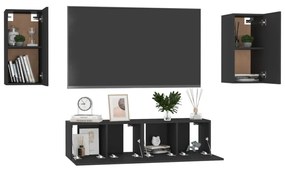 Set di Mobili Porta TV 4 pz Nero in Legno Multistrato