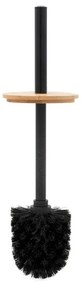 Set accessori bagno scopino e pattumiera nero in acciaio e bambù Haiti