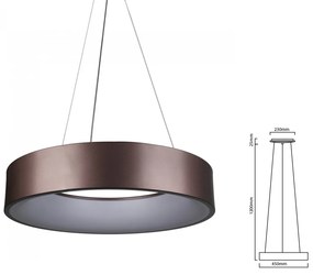Lampada Led A Sospensione Moderno Circolare Colore Caffe Marrone Diametro 450mm 25W 3000K Dimmerabile SKU-3994