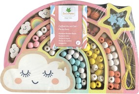 Perline di legno colori pastello – Arcobaleno, 180 pezzi