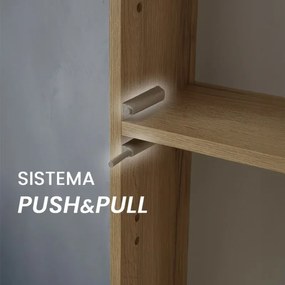 Colonna bagno sospesa H160 cm in legno color quercia naturale con ripiani Leda