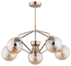 Lampadario a sospensione con supporto rigido BARSUM 5xE14/10W/230V oro