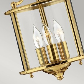 Lampadario Contemporaneo Gentry Ottone Lucido Vetro 3 Luci E14