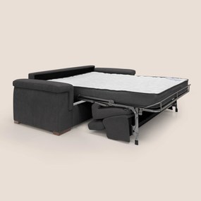 Giunone divano letto con materasso alto 18 cm e poggiatesta reclinabili in tessuto impermeabile T02 nero