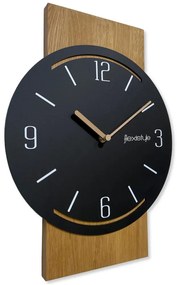 Orologio da parete in rovere GEOMETRIC - nero