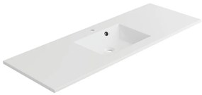 Lavabo integrale rettangolare vasca centrale Neo L 136 x H 11.2 x P 48.5 cm in composito minerale di resina gelificata bianco lucido