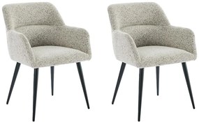 Sedia con braccioli in Tessuto tweed e Metallo Nero Panna - Lotto di 2 - HEKA