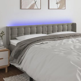 Testiera A Led Grigio Chiaro 203x16x78/88 Cm İn Velluto /