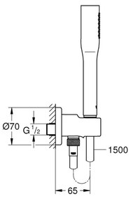 GROHE 26404000 - Doccia a mano STICK con tubo flessibile e supporto, cromato lucido