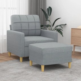 Poltrona Con Poggiapiedi Grigio Chiaro 60 Cm İn Tessuto /