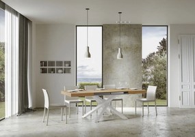 Tavolo Estensibile Volantis con Struttura Bianca P.90, 90x200/304 / Quercia Natura