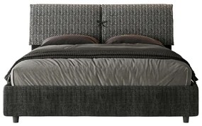 Letto matrimoniale contenitore imbottito 160x190 tessuto Aragona 8 blu Mados