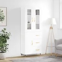 Credenza Bianco Lucido 69,5x34x180 cm in Legno Multistrato 3198451