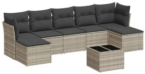 Set divano da giardino 8pz con cuscini grigio chiaro polyrattan