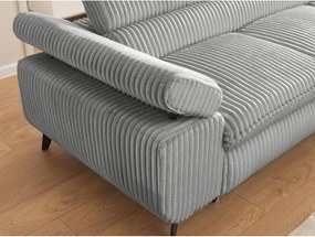 Divano angolare grigio chiaro (con penisola a destra/a L) con rivestimento in velluto a coste Marbeya – Ropez