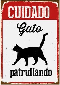 Distintivo Magnet  Steel ["Cuidado Gato Patrullando"] 14,8 x 21 cm