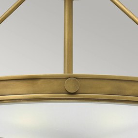 Lampadario Contemporaneo Collier Acciaio Ottone Antico Vetro 4 Luci E14