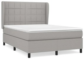 Giroletto a molle con materasso grigio chiaro 140x200cm tessuto