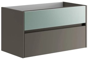 Mobile da bagno sotto lavabo Niwa grigio laccato opaco L 89.5 x H 50 x P 45.5 cm 2 cassetti, lavabo non incluso